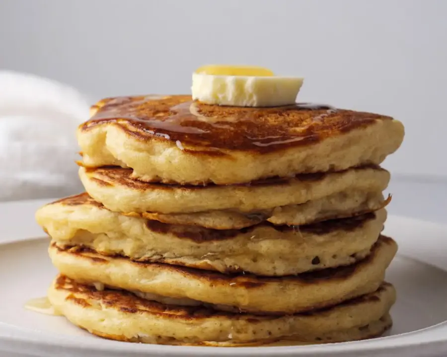 Easy Fluffy Pancakes on a serving plate