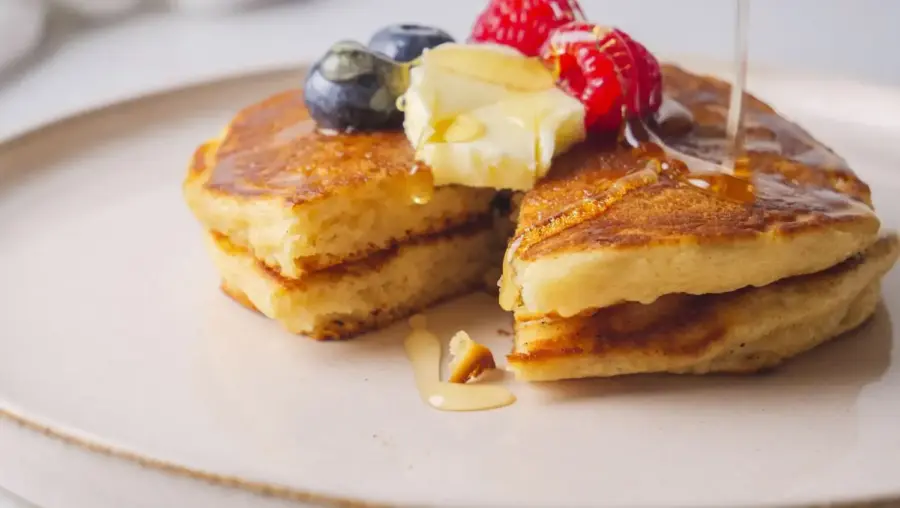 Easy Fluffy Pancakes on a serving plate