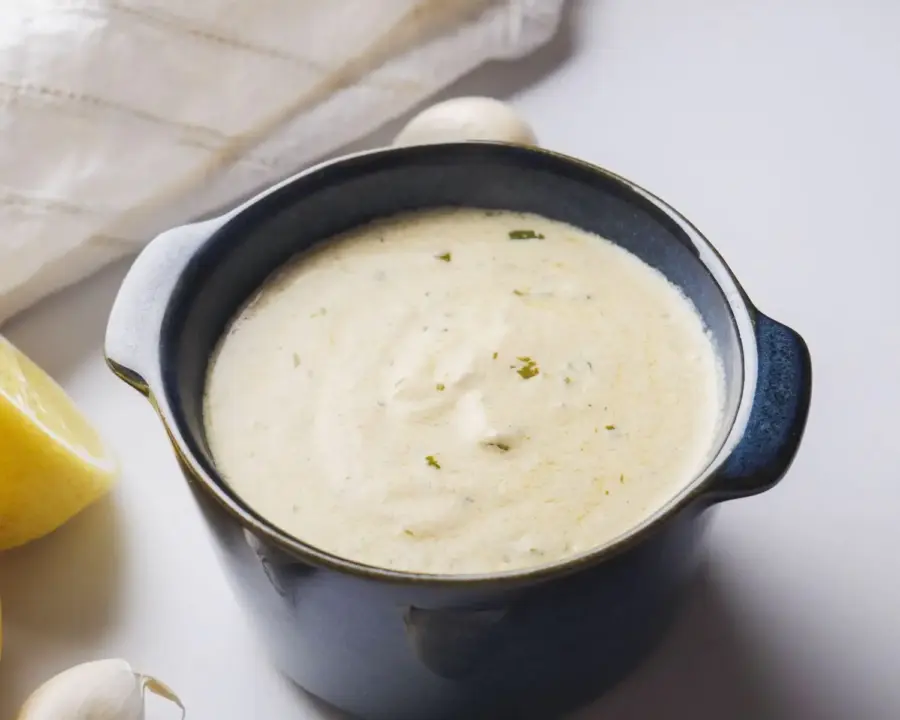 Creamy Lemon Butter Sauce Recipe on a serving bowl