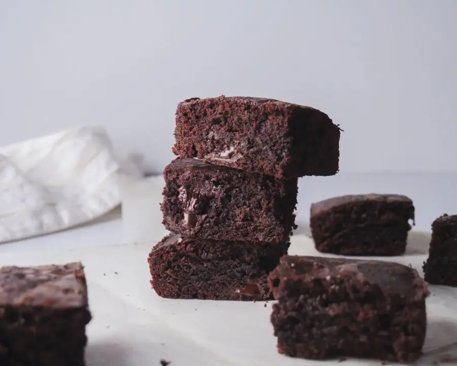 Small Batch Brownies stake on a serving surface