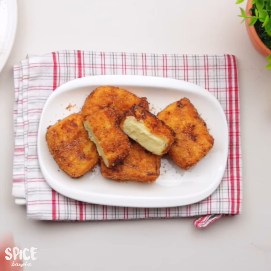 Spanish Leche Frita Recipe, aka Fried Milk on a serving plate