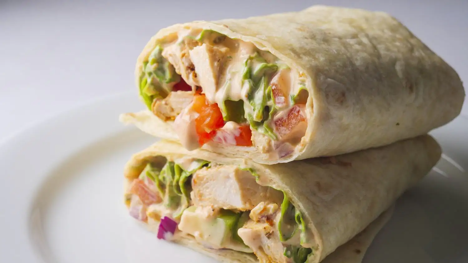 Spicy Grilled Chicken Wraps on a serving plate