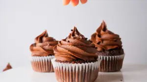 Chocolate Cupcakes on a cake stand