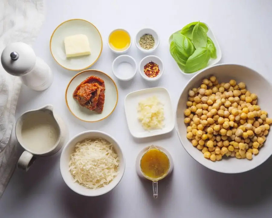 Marry Me Chickpeas Ingredients on the kitchen countertop